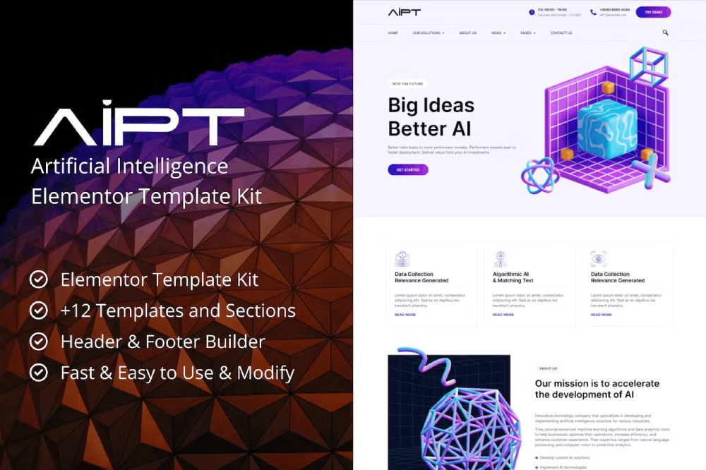 Aipt – Artificial Intelligence Company Elementor Template Kit