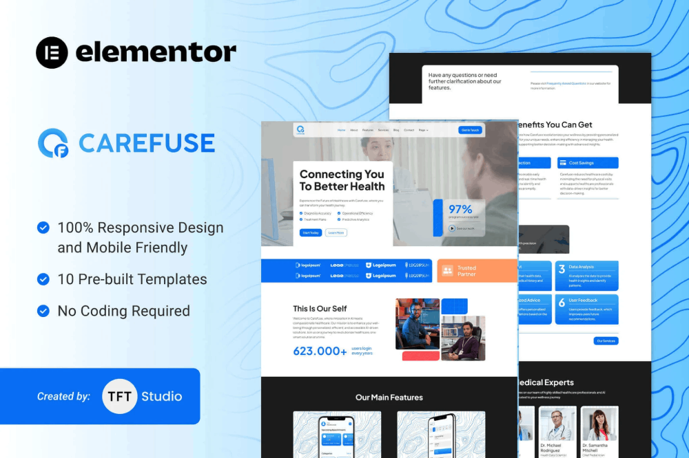 Carefuse – Ai Health App Elementor Template Kit
