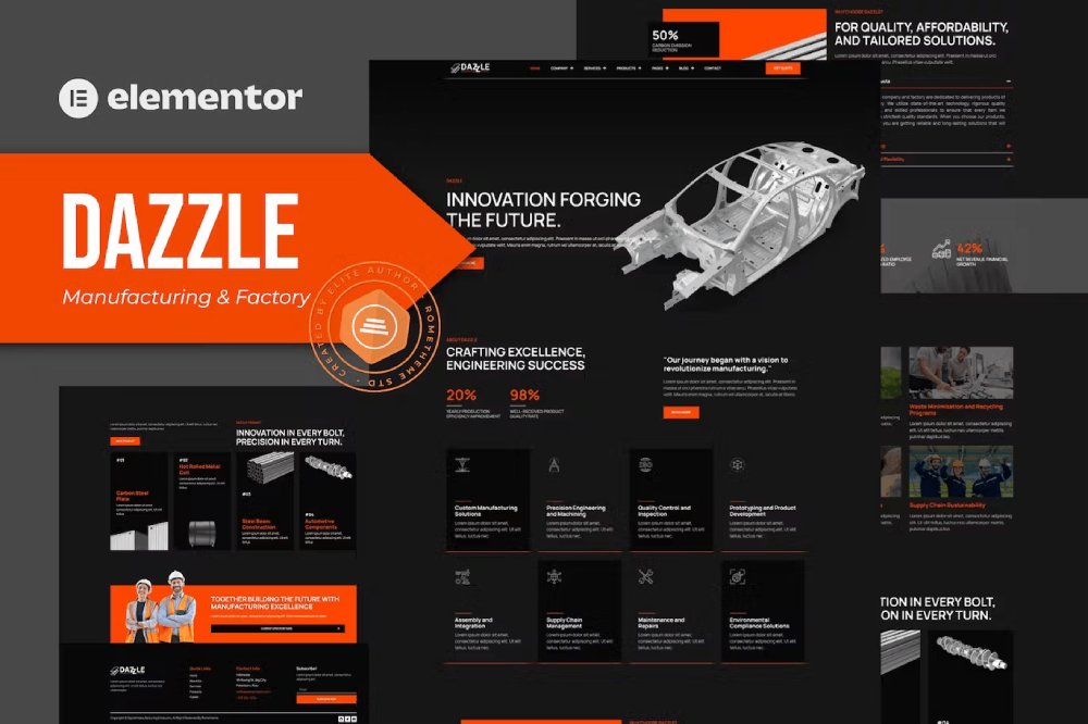 Dazzle – Manufacturing & Factory Elementor Pro Template Kit