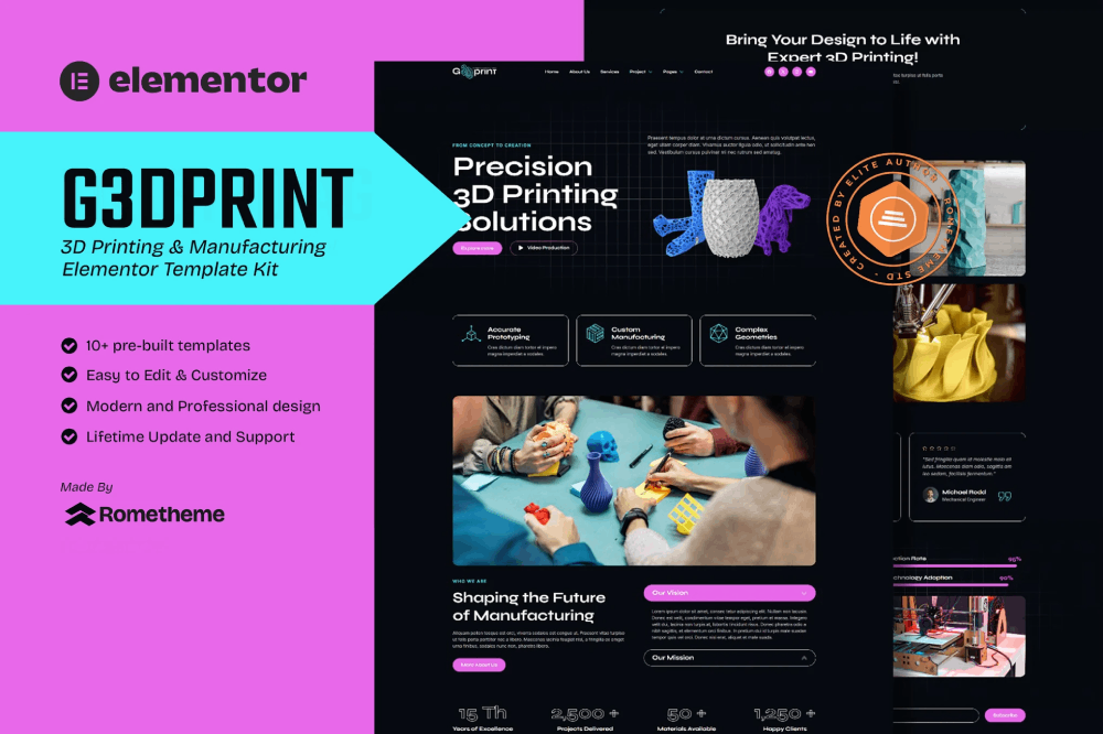 G3Dprint – 3D Printing & Manufacturing Elementor Template Kit