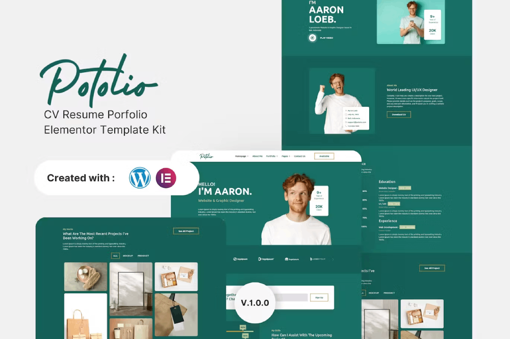 Potolio – Cv Resume Portfolio Elementor Template Kit