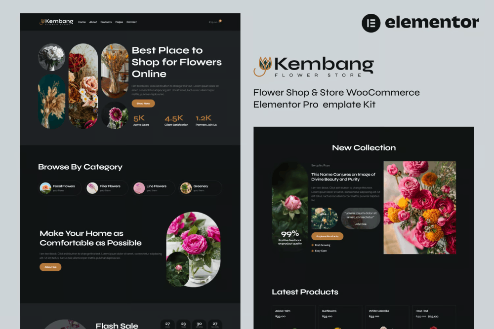 Kembang – Flower Shop & Store Woocommerce Elementor Pro Template Kit