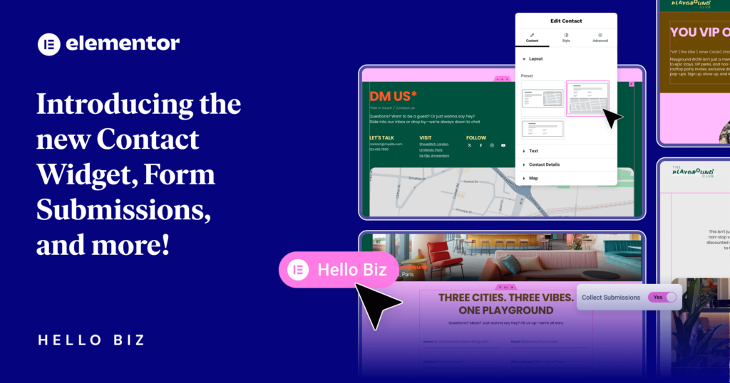 Hello Biz Theme Update: Introducing The New Contact Widget, Form Submissions, And More! | Elementor