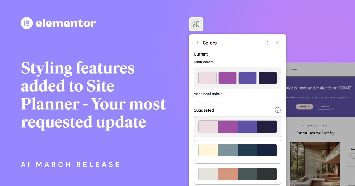Site Planner Updates: Styling Features Now Available — Your Most Requested Update! | Elementor
