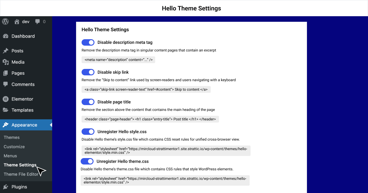 Hello Theme Settings 2025 - Elementorhub.com