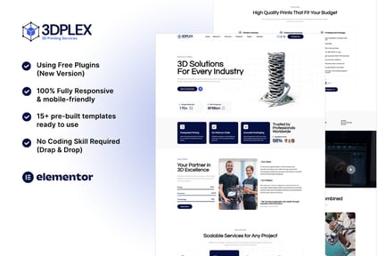 3Dplex – 3D Printing Services Elementor Template Kit