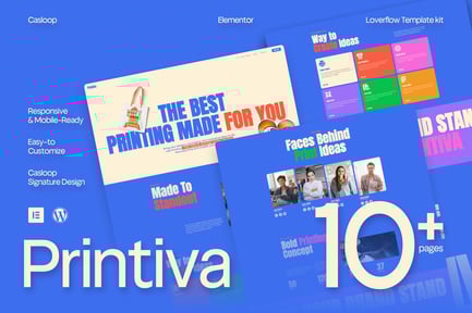 Printiva – Modern Colorful Printing Service Company Elementor Template Kit