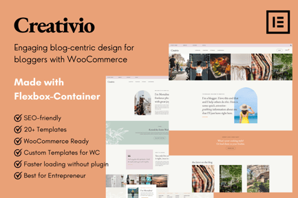 Creativio – Blogger & Entrepreneurs Elementor Template Kit