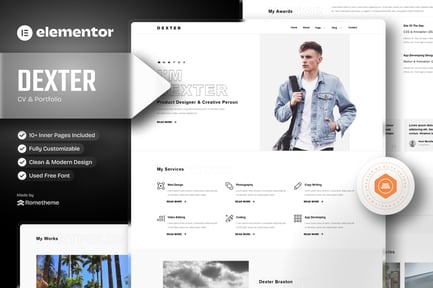 Dexter – Personal Portfolio Elementor Template Kit