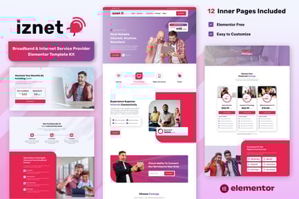 Iznet – Broadband & Internet Service Provider Elementor Template Kit