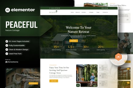 Peaceful – Nature Cottage Elementor Template Kit