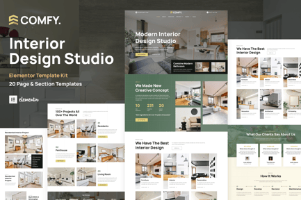 Comfy – Interior Design Studio & Architecture Wordpress Elementor Template Kit