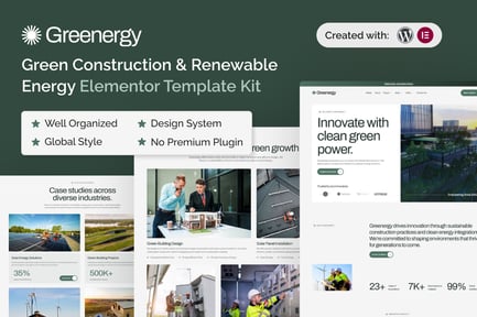 Greenergy – Green Construction & Renewable Energy Elementor Template Kit