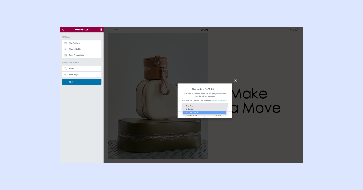 03 New Default E2 80 98Exit to WordPress Location 2025 - ElementorHub.com