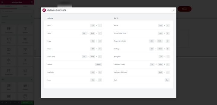 1 Elementor Keyboard Shortcuts 2025 - Elementorhub.com
