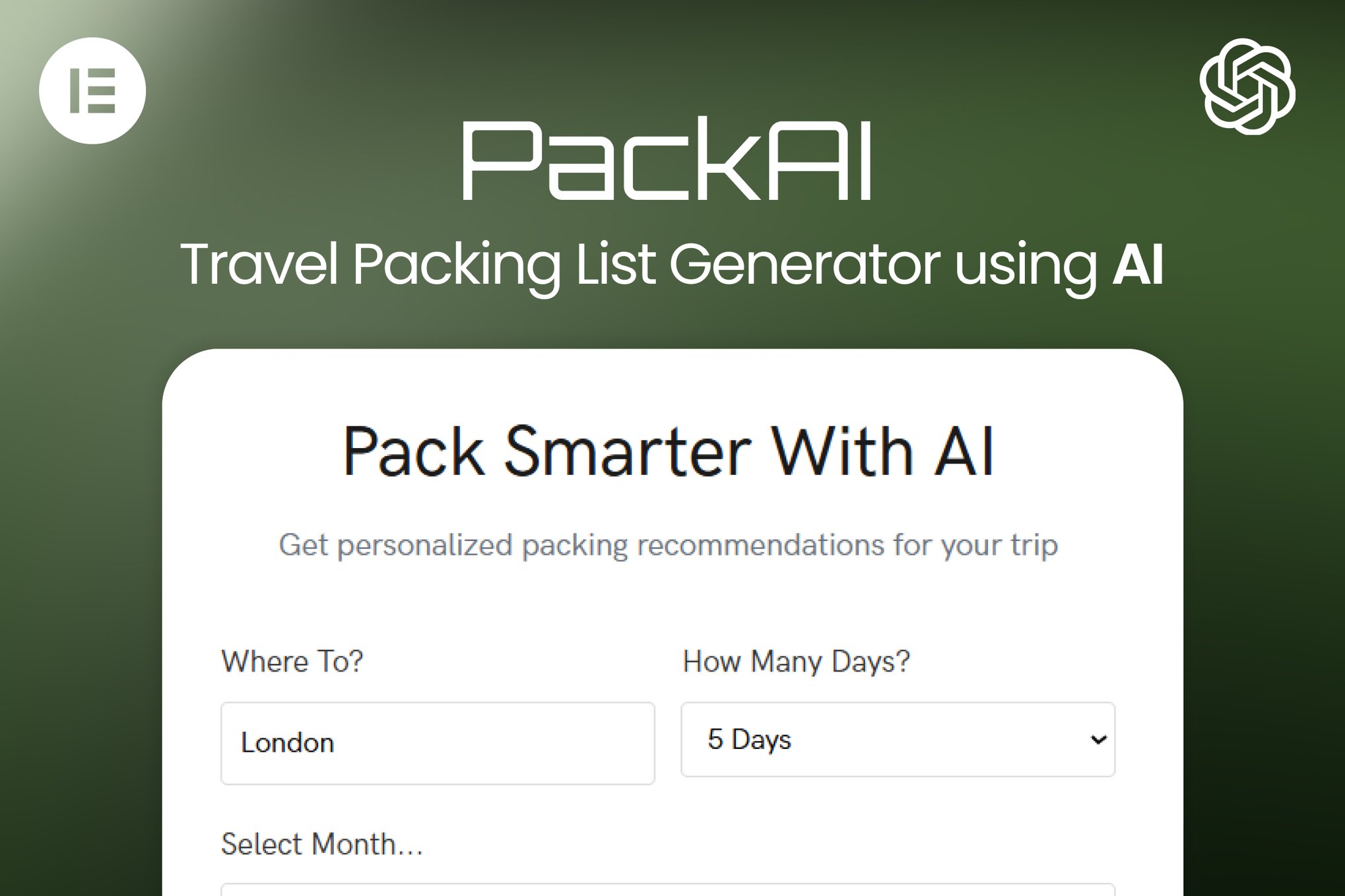 Ai Travel Packing List Generator