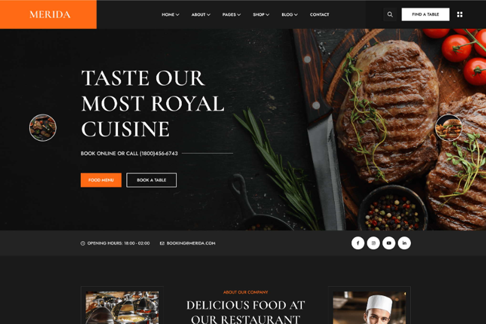 Merida – Restaurant & Food Wordpress Theme