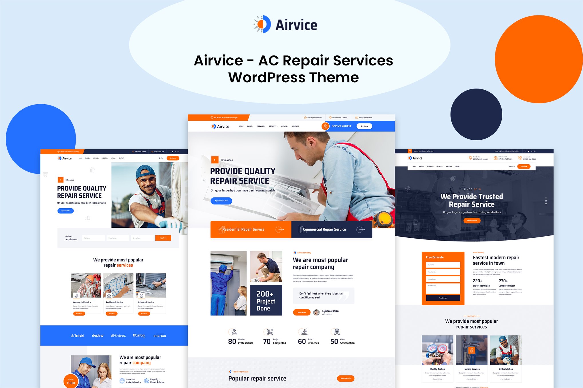 Airvice – Ac Repair Services Wordpress Theme