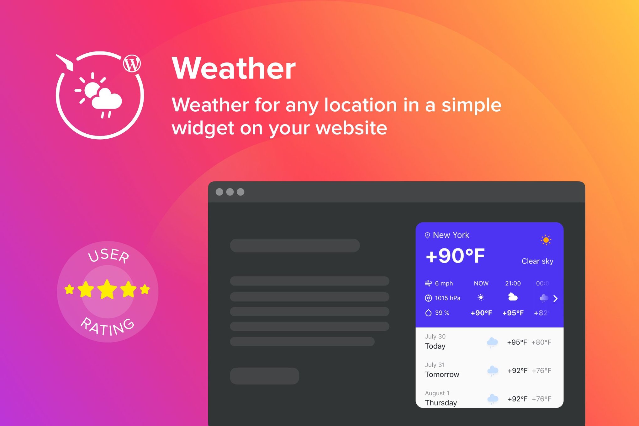 Wordpress Weather Forecast Plugin