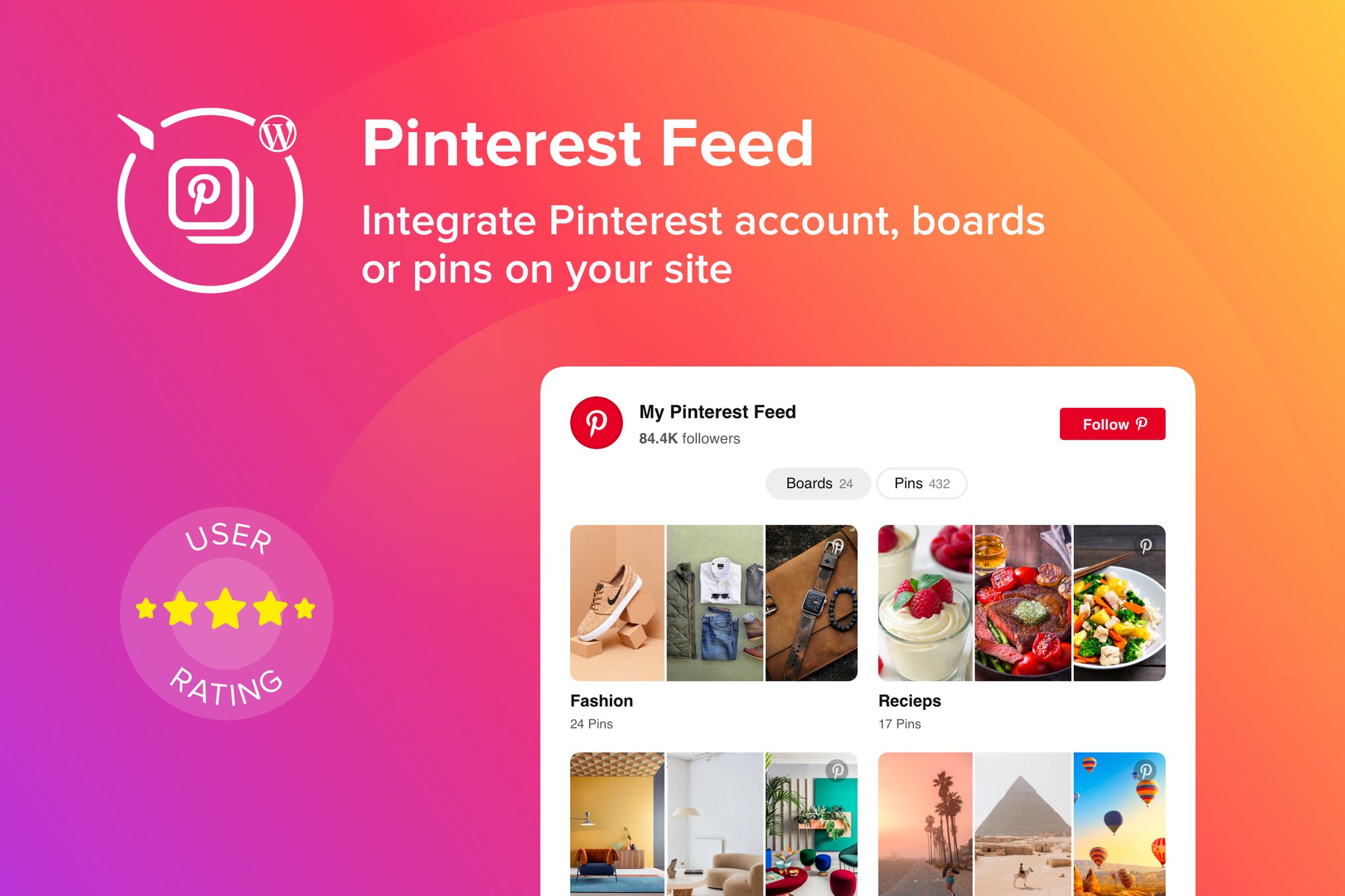 Wordpress Pinterest Feed Plugin