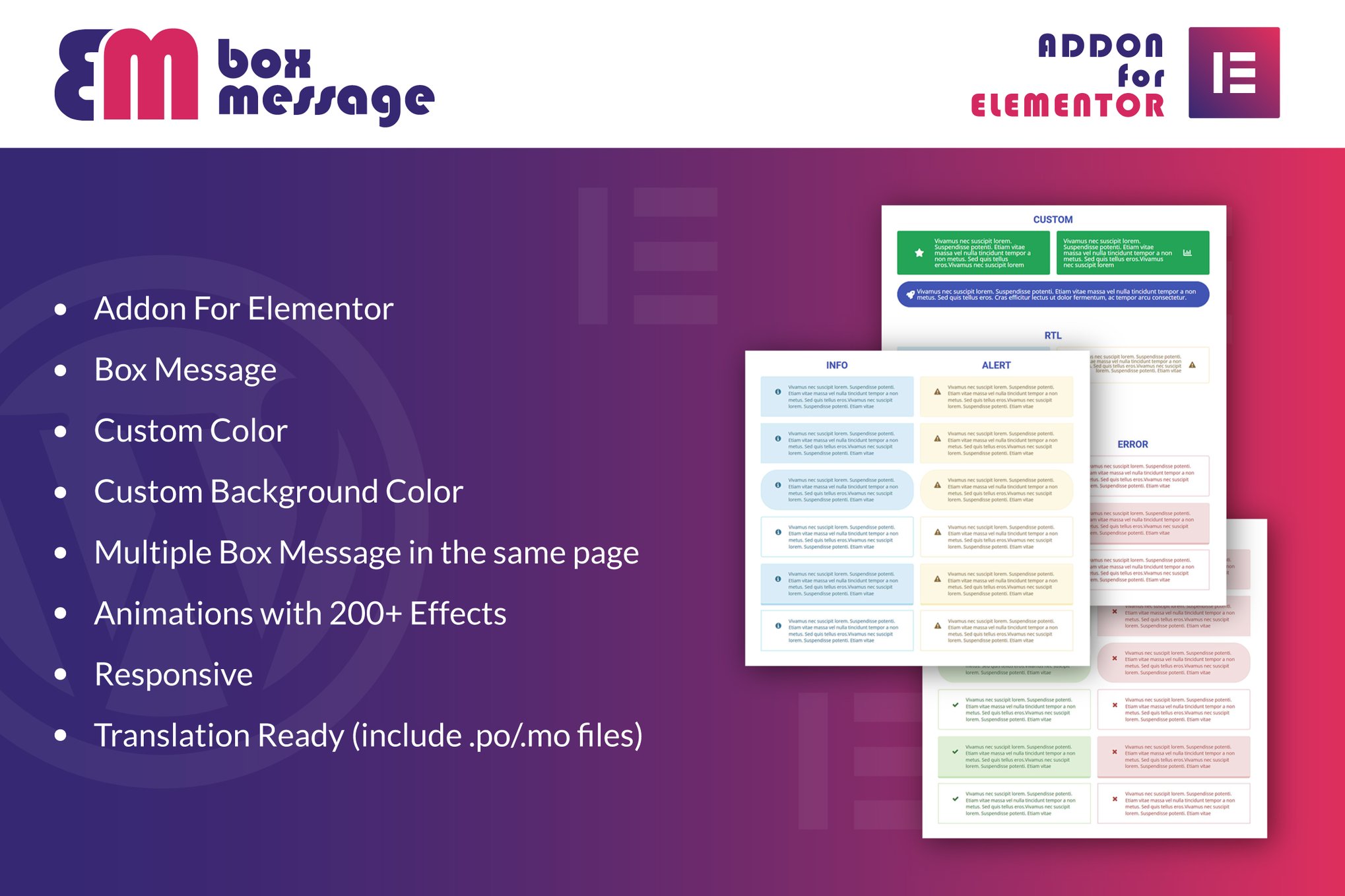 Box Message For Elementor Wordpress Plugin