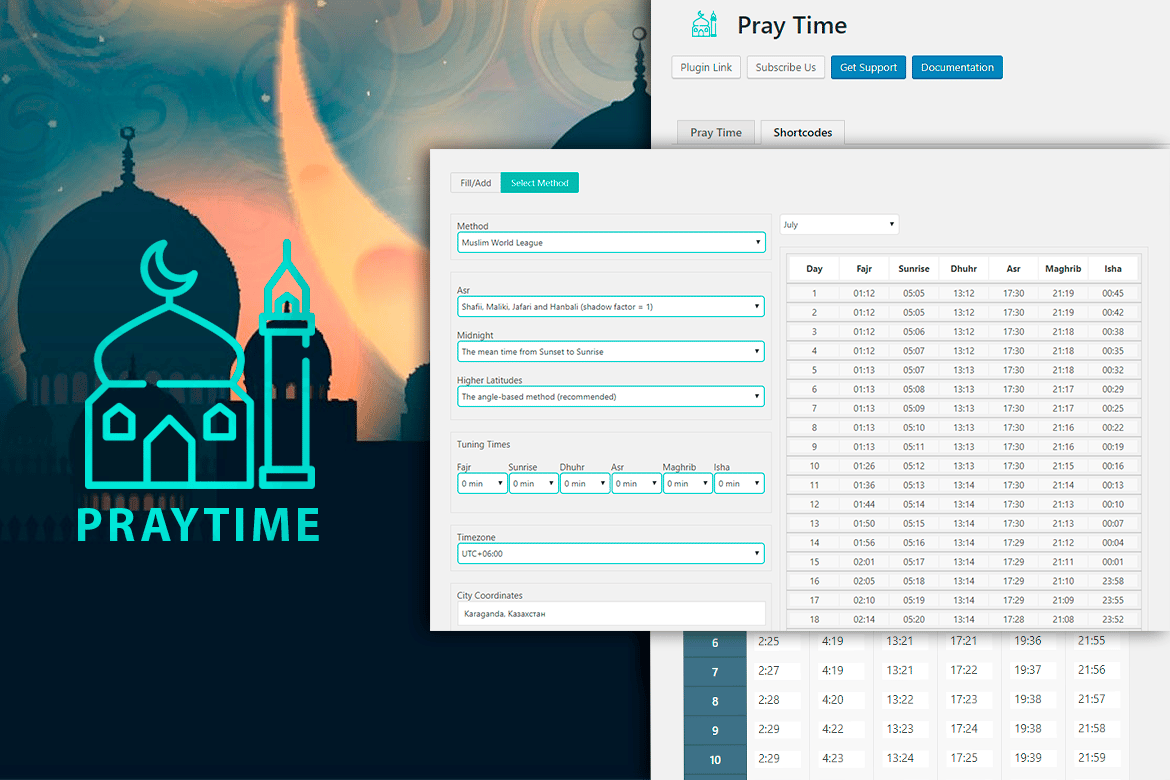 Praytimes – Islamic Prayer Time Wordpress Plugin