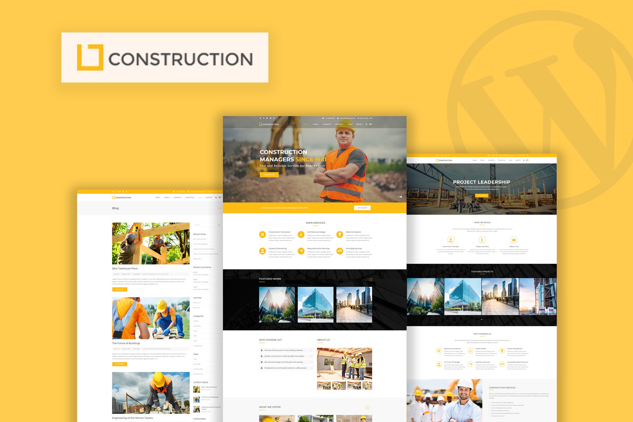Construction – Business & Building Wordpress Theme