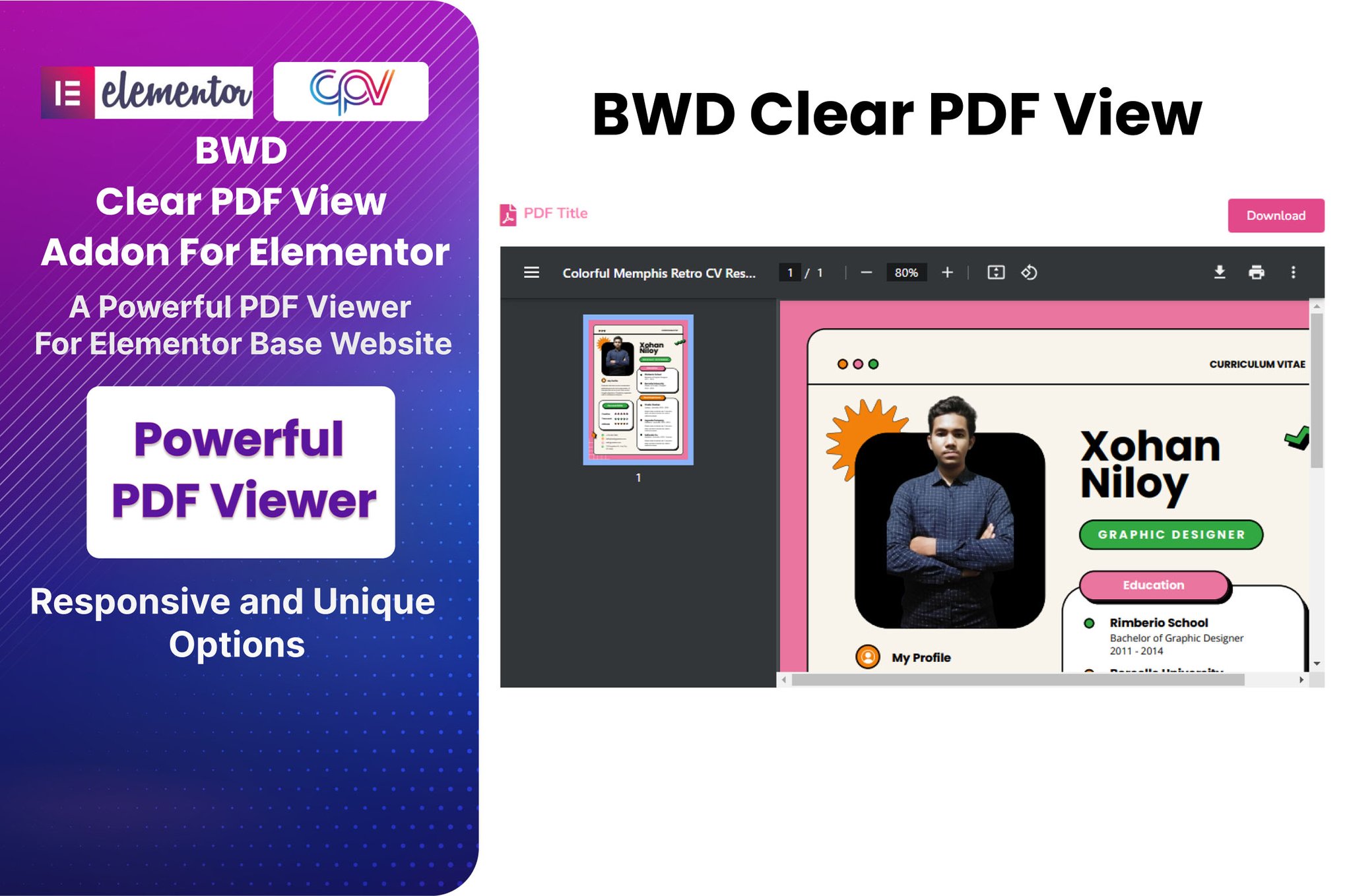 Clear Pdf View Addon For Elementor