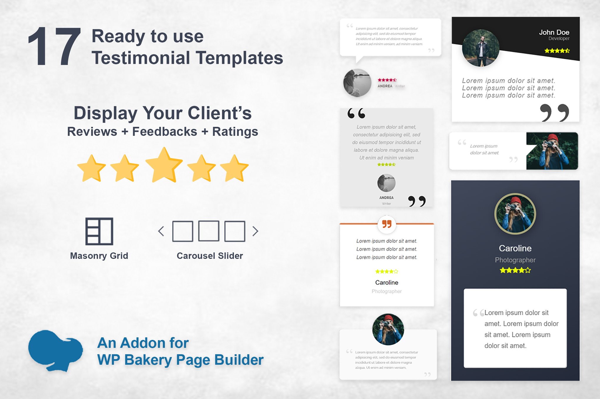 Testimonials Slider And Grid – Wpbakery Addon