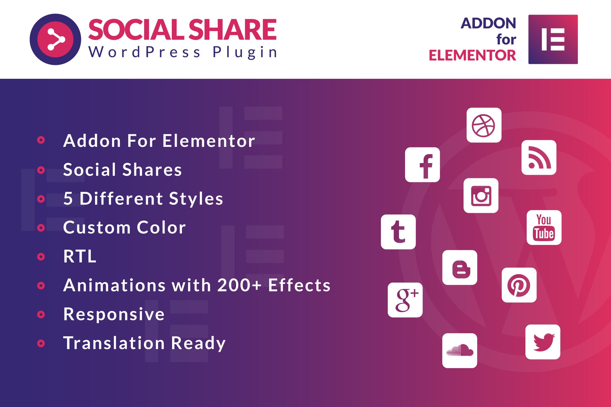 Social Share For Elementor Wordpress Plugin