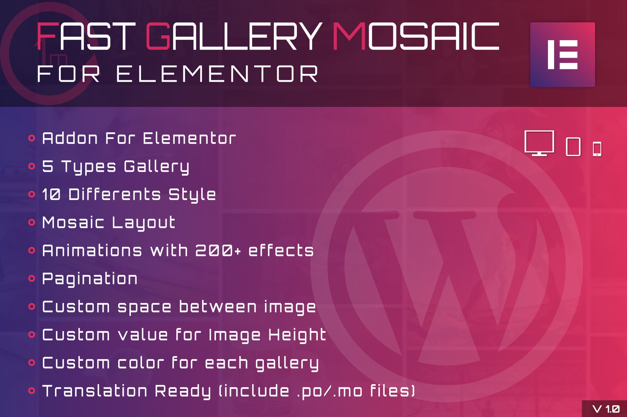 Fast Gallery Mosaic For Elementor Wordpress Plugin