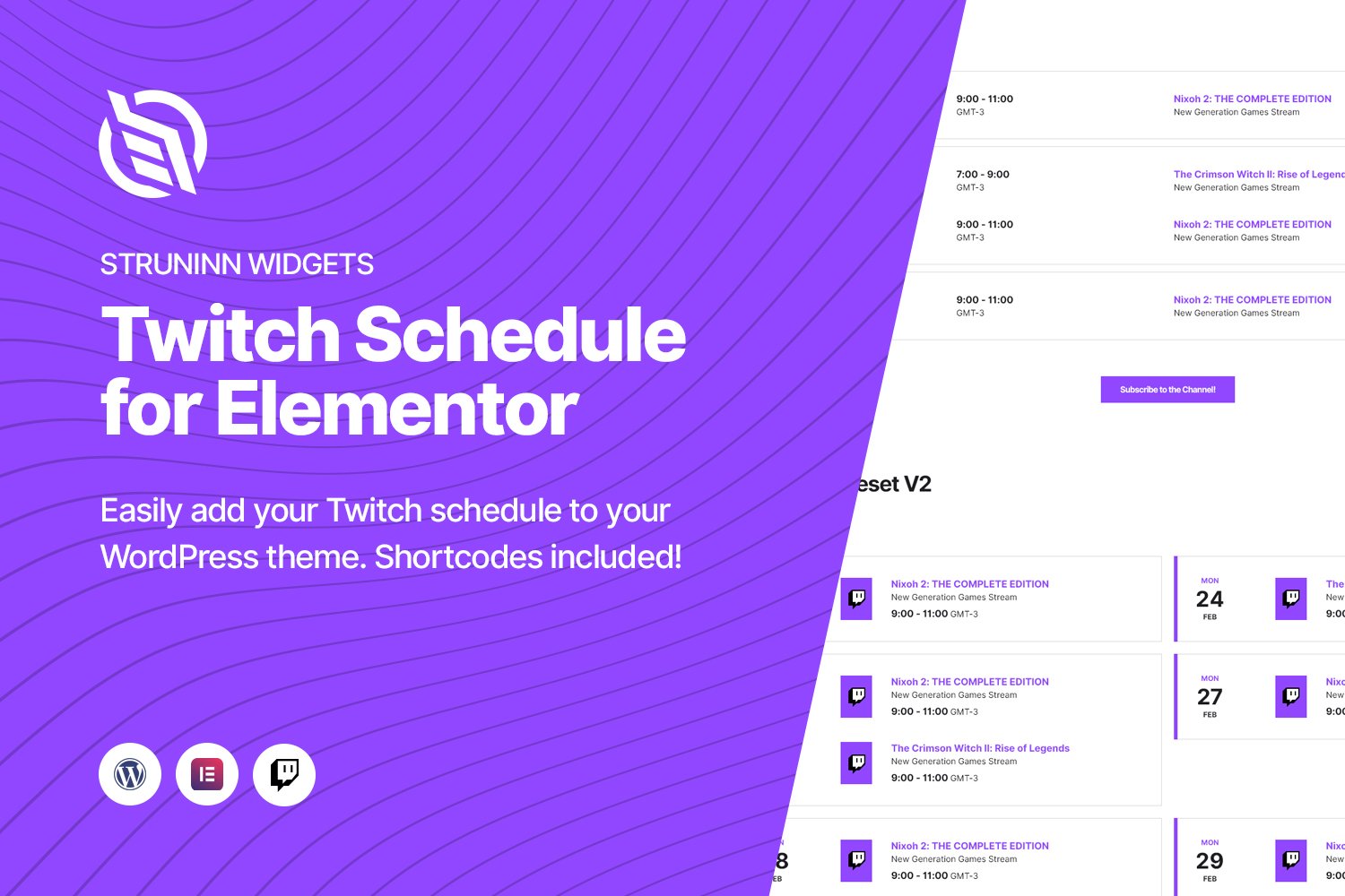 Struninn – Twitch Schedule Elementor Widget