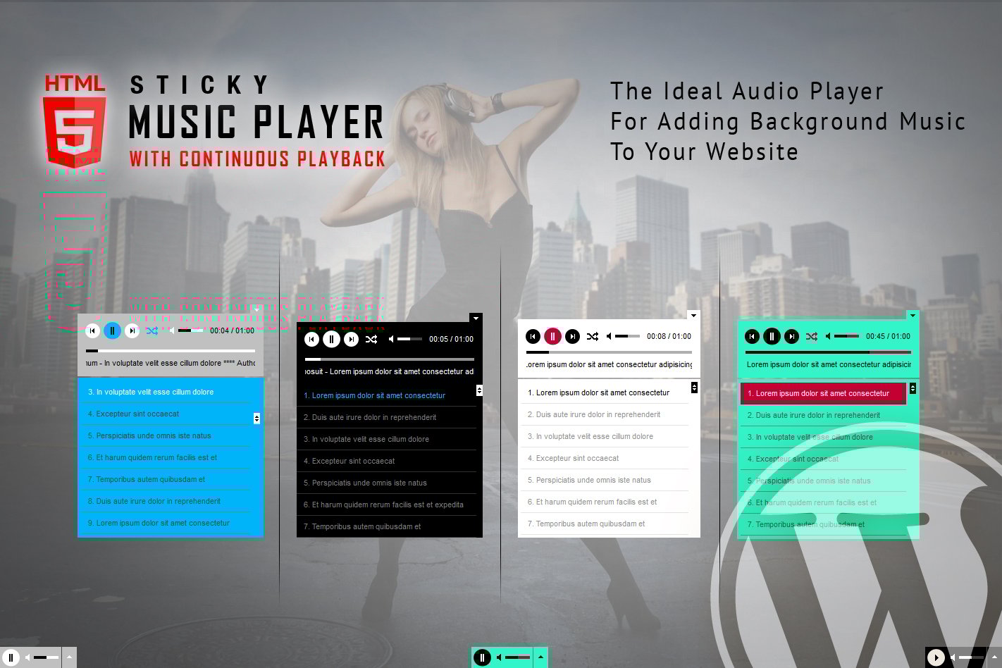 Sticky Html5 Music Player Wordpress Plugin