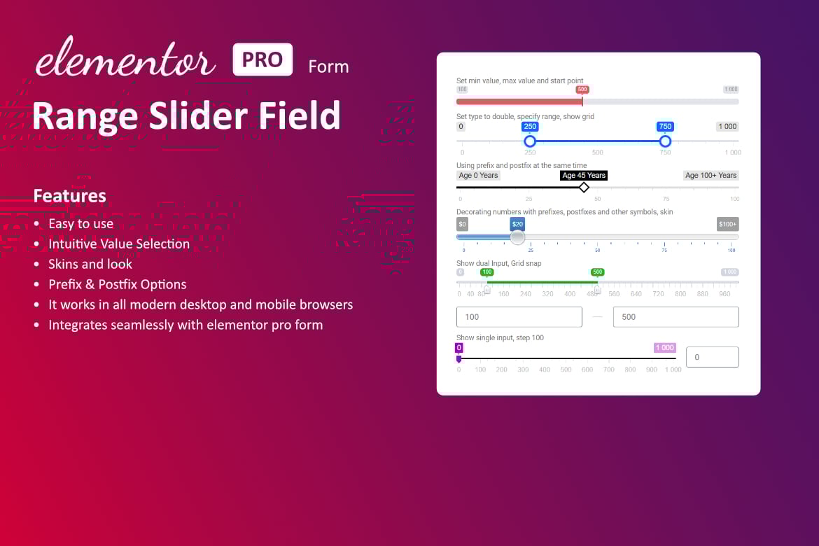 Range Slider Field For Elementor Form