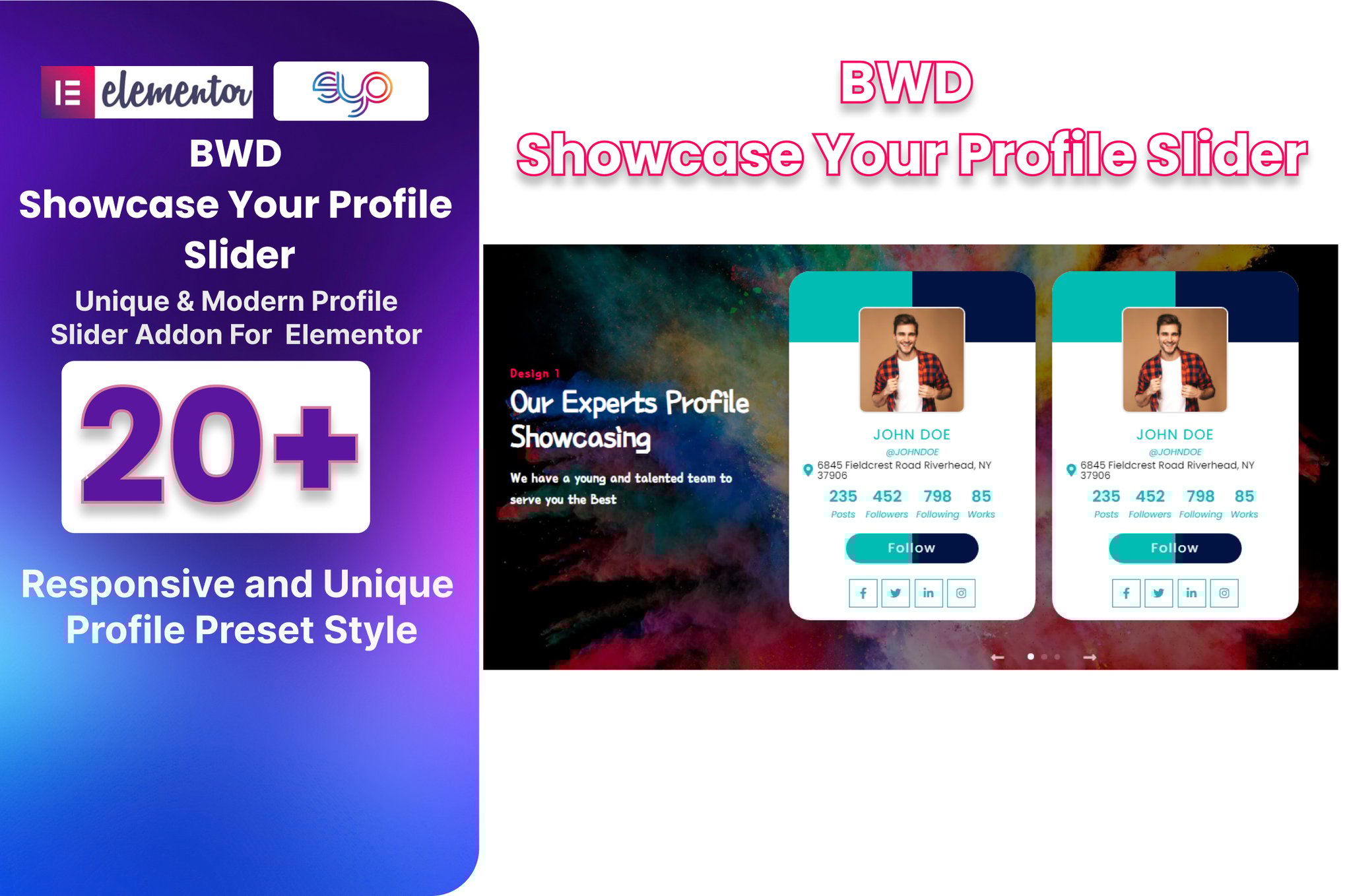 Showcase Your Profile Slider Addon For Elementor
