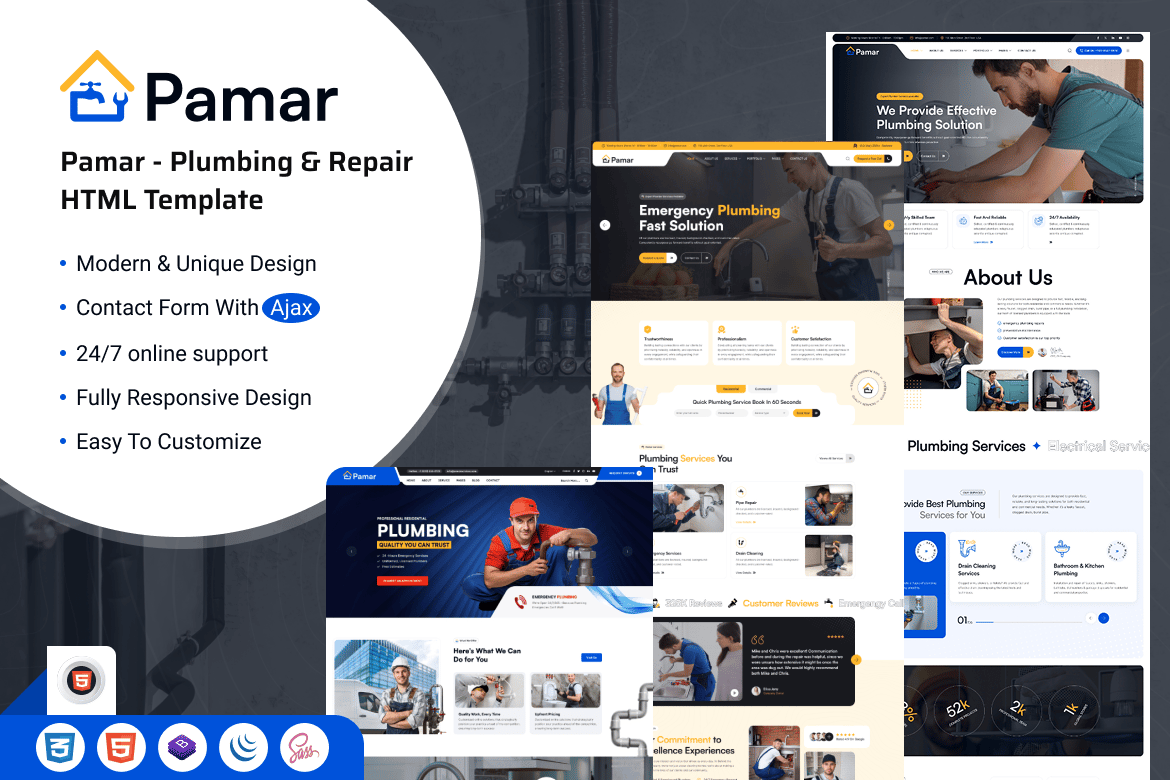 Pamar – Plumbing & Repair Service Html Template