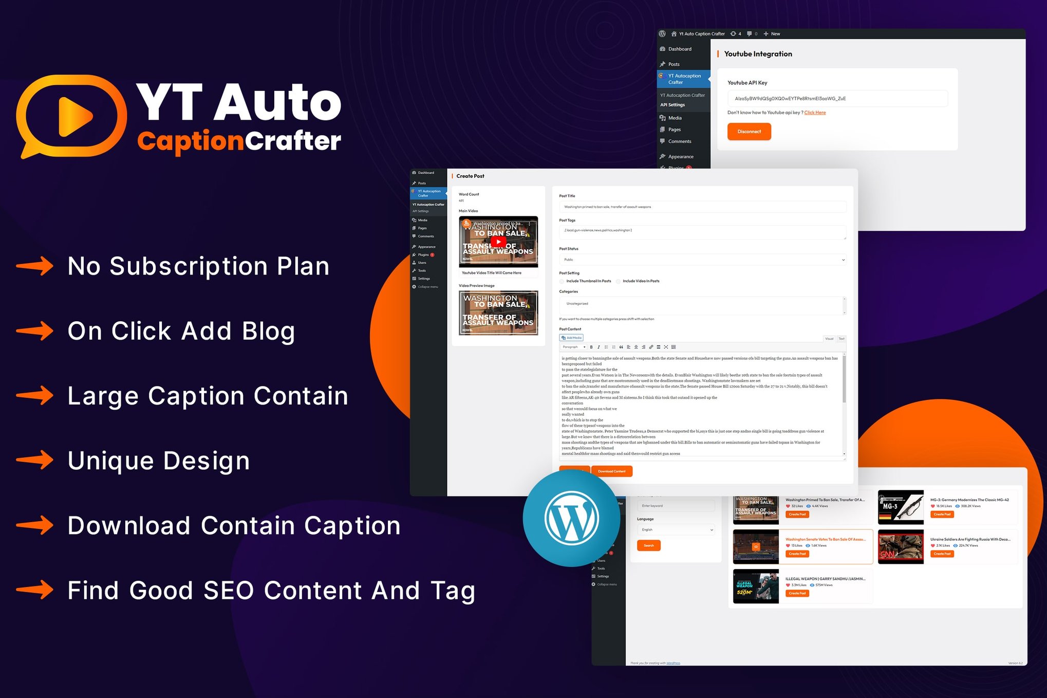 Ytcaptioncrafter Video Content Generator Wp Plugin