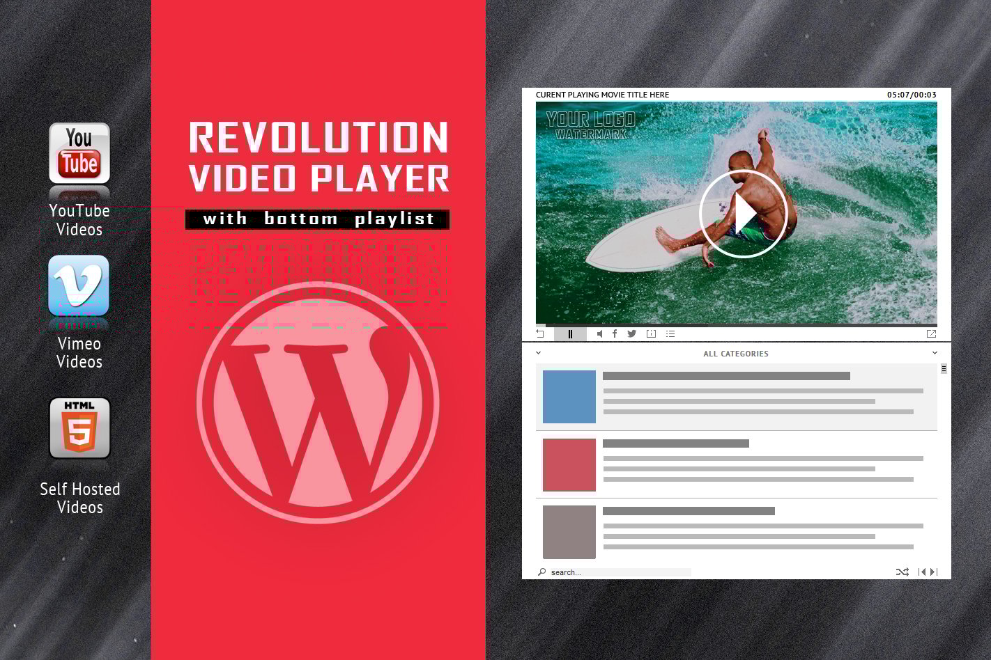 Revolution Video Player With Bottom Playlist