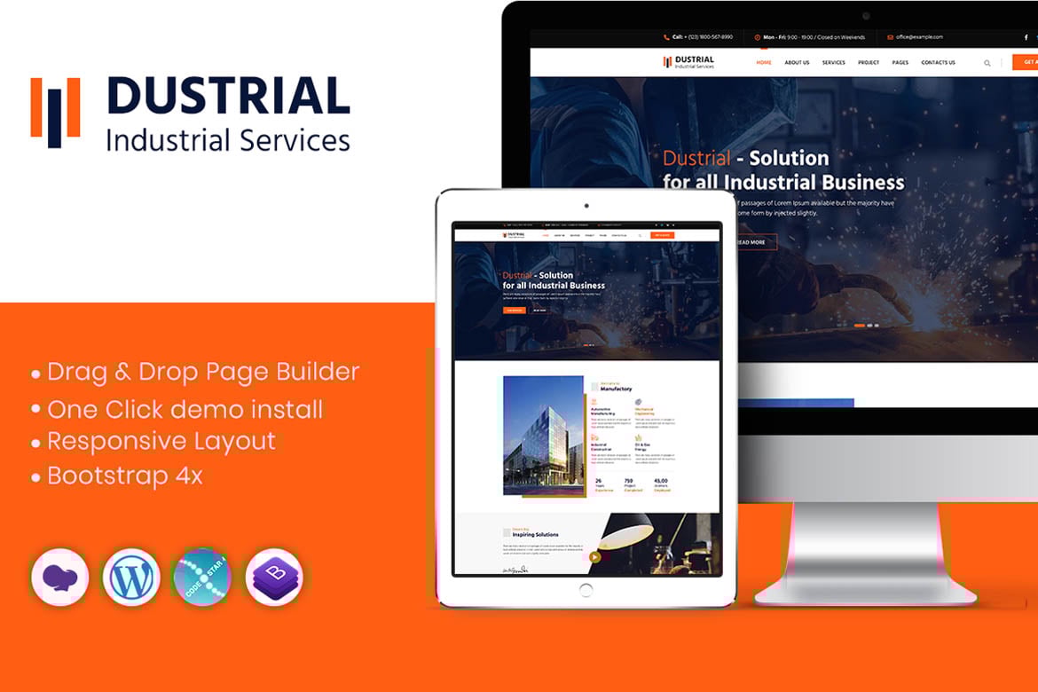Dustrial – Factory & Industrial Wordpress Theme