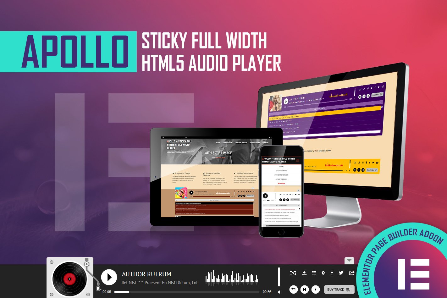 Apollo – Html5 Audio Player – Elementor Widget