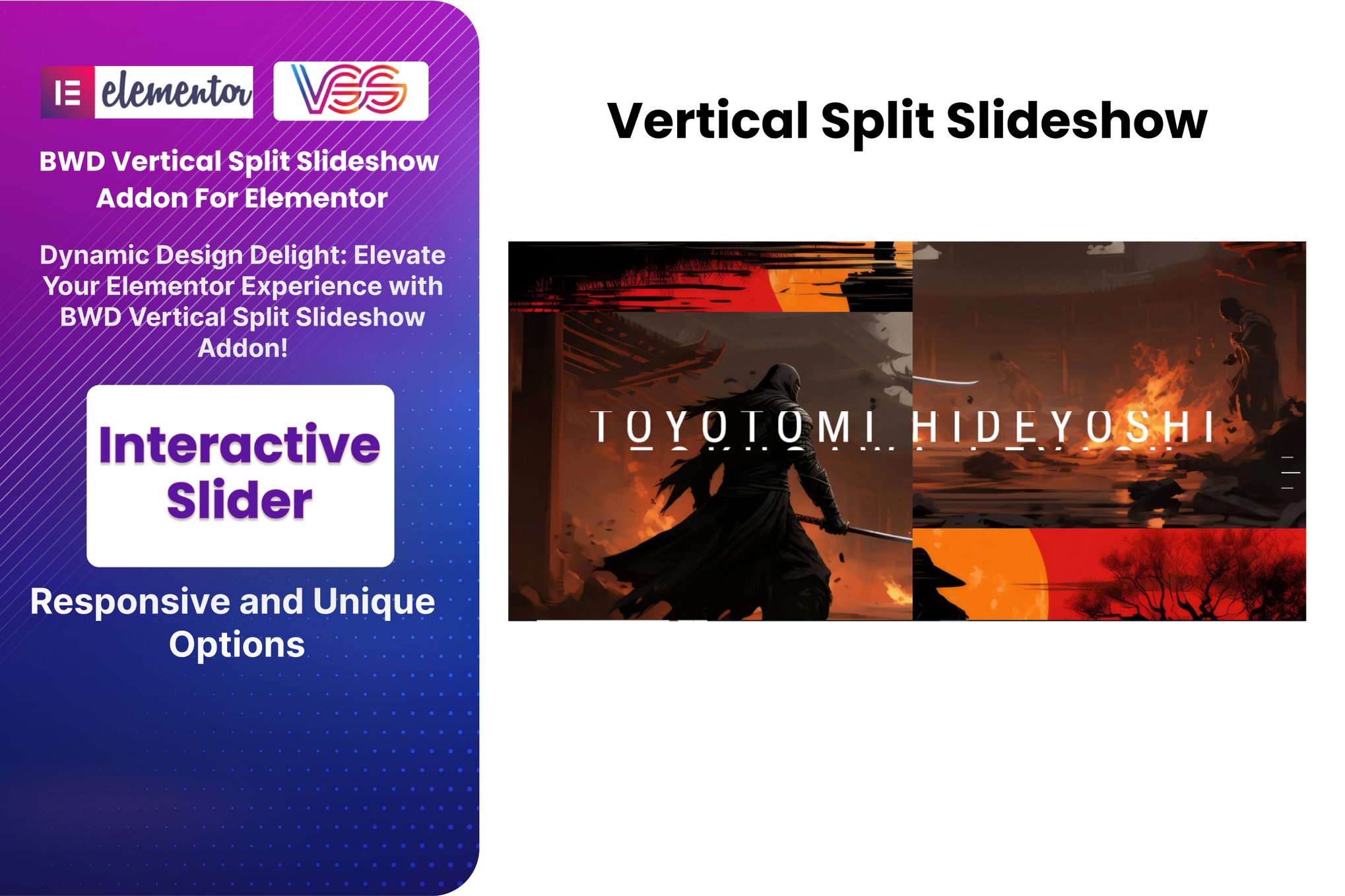 Vertical Split Slideshow Addon For Elementor