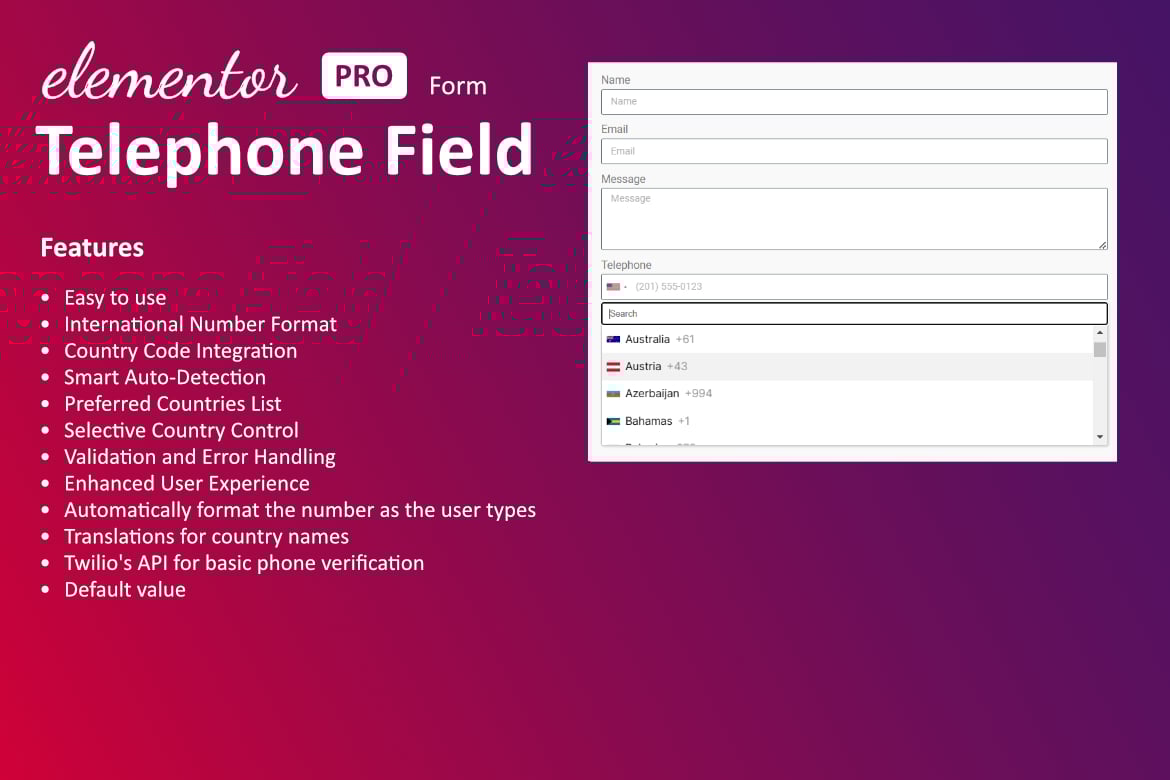 Telephone Field For Elementor Form