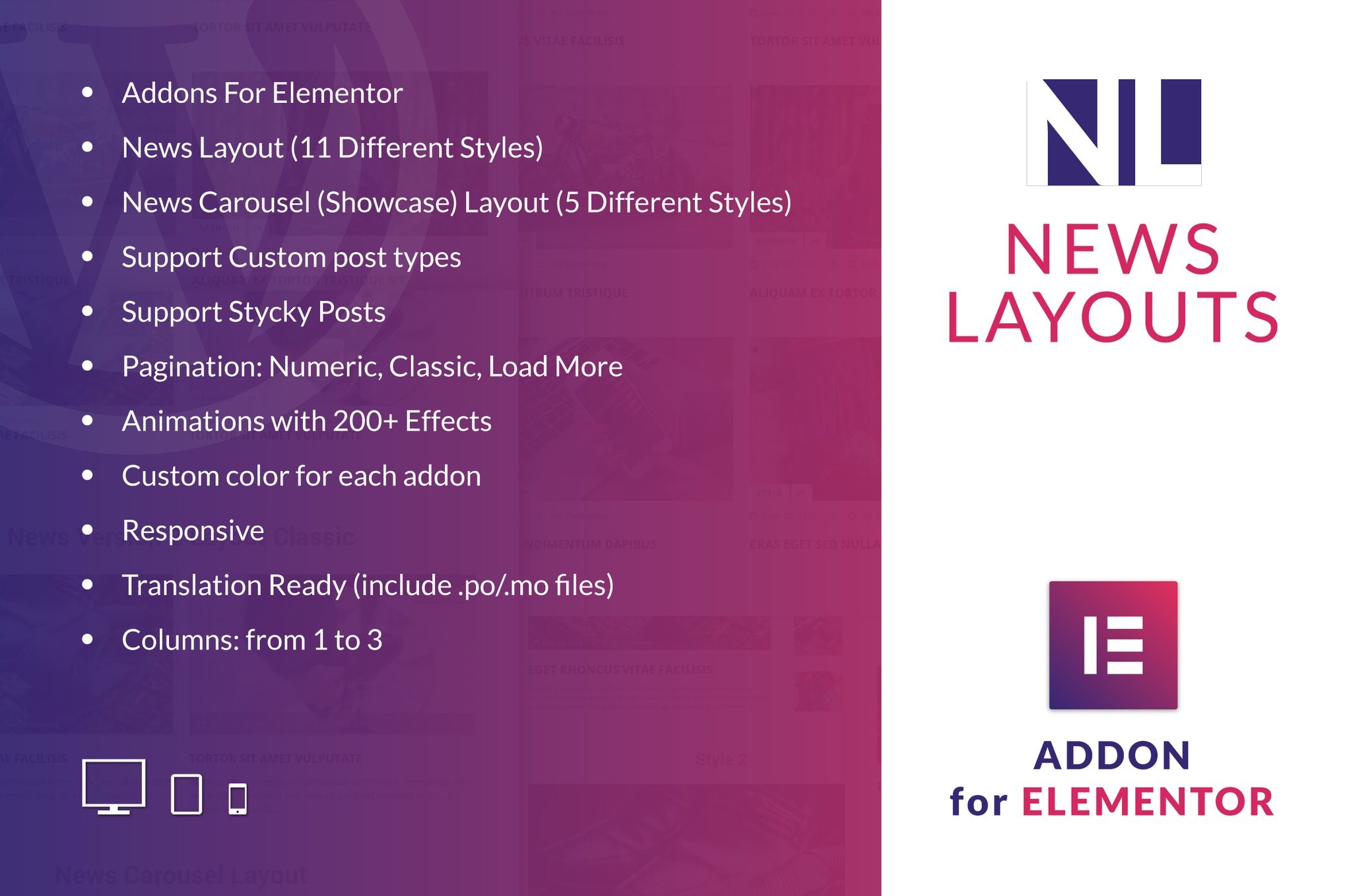 News Layouts For Elementor Wordpress Plugin