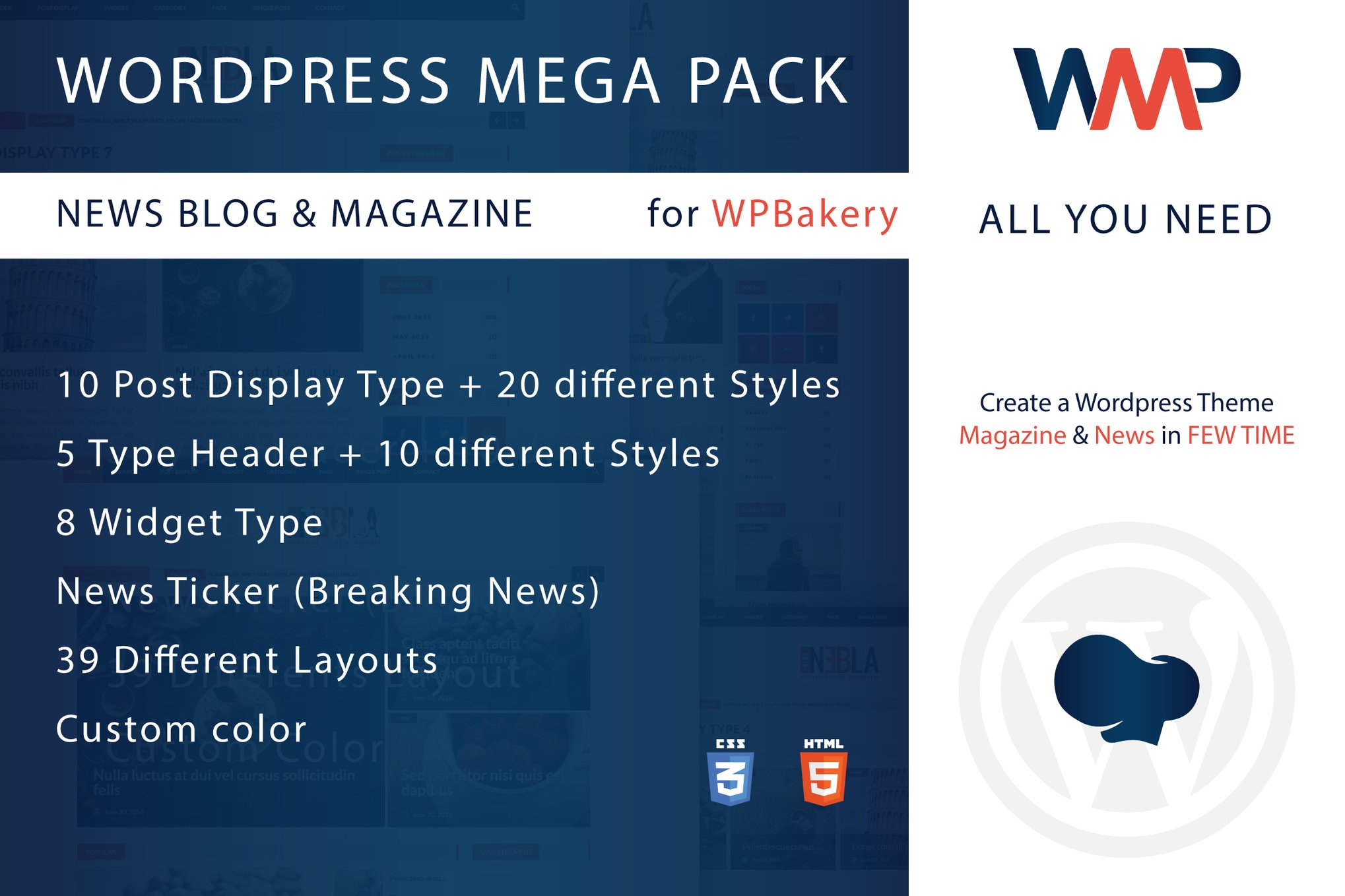 Wordpress Mega Pack For Wpbakery, News-Blog