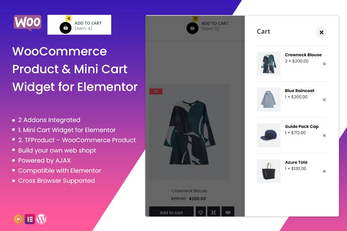Tfminicart&Product – Woocommerce Product, Mini Car