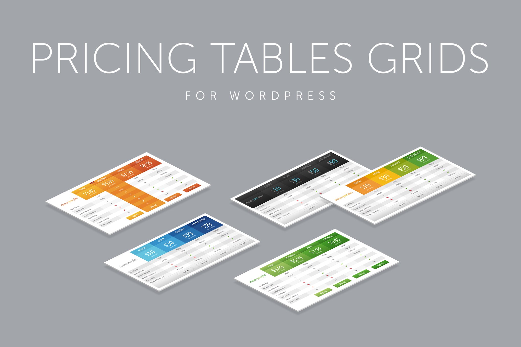 Pricing Tables Grids For Wordpress