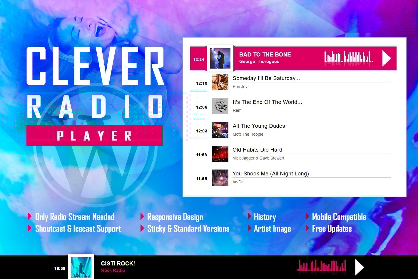 Clever – Html5 Radio Player With History Wp Plugin