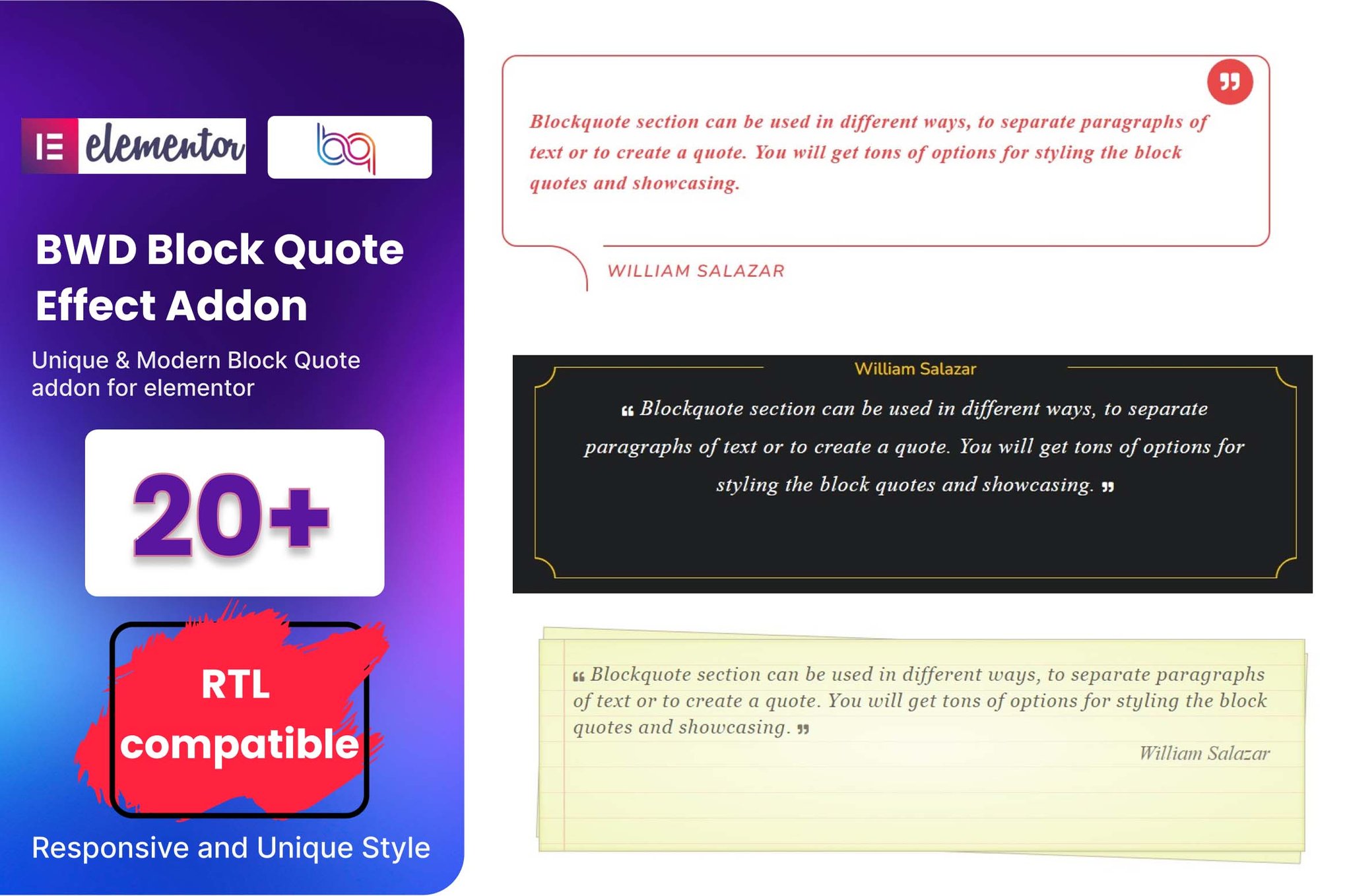 Block Quote Addon For Elementor