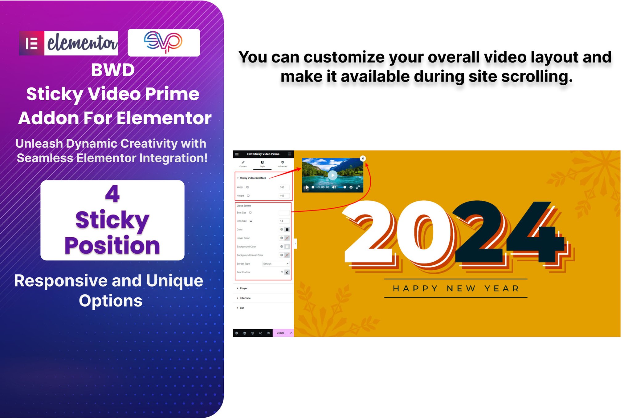 Sticky Video Prime Addon For Elementor